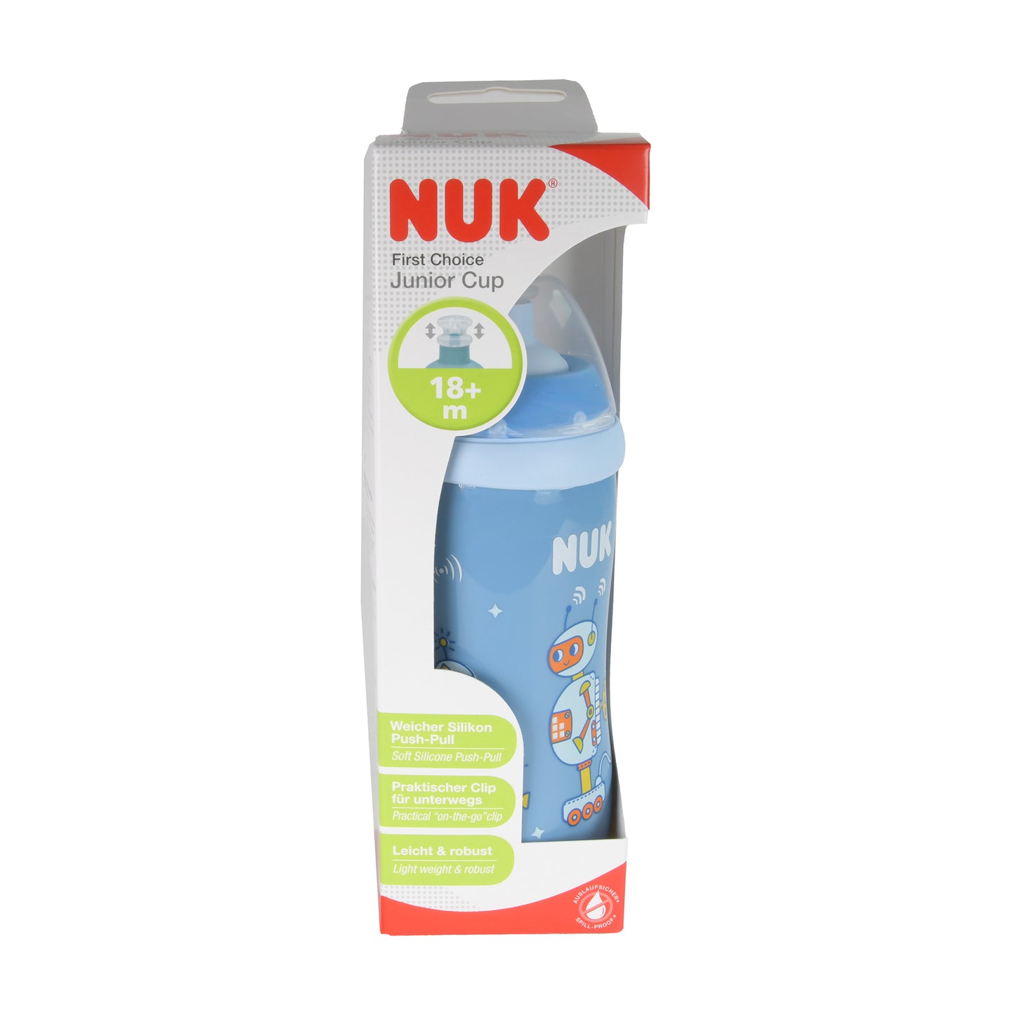 NUK Junior Cup Push-Pull Aufsatz Roboter, 18+ Monate, 300ml, 1 St