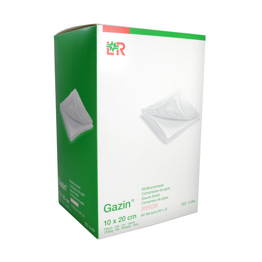 Gazin gauze compress 17-thread, 12-ply, 10 cm x 20 cm, sterile, 40 x 2 pcs