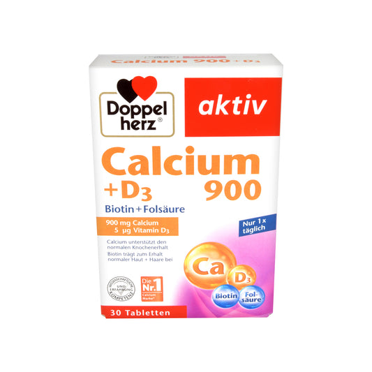 Doppelherz aktiv Calcium 900 + D3 + Biotin + Folsäure Tabletten, 30 St