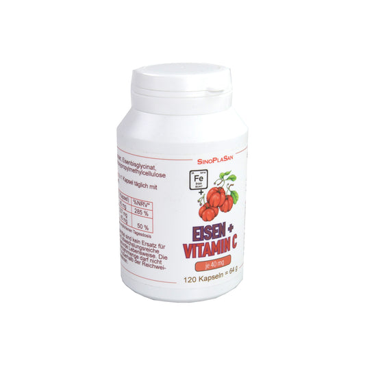 SinoPlaSan Iron + Vitamin C 40mg Capsules each, 120 pcs