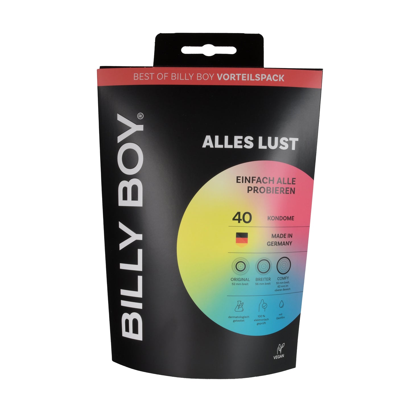 Billy Boy Condoms All Lust Value Pack 52mm - 62mm, 40 pieces