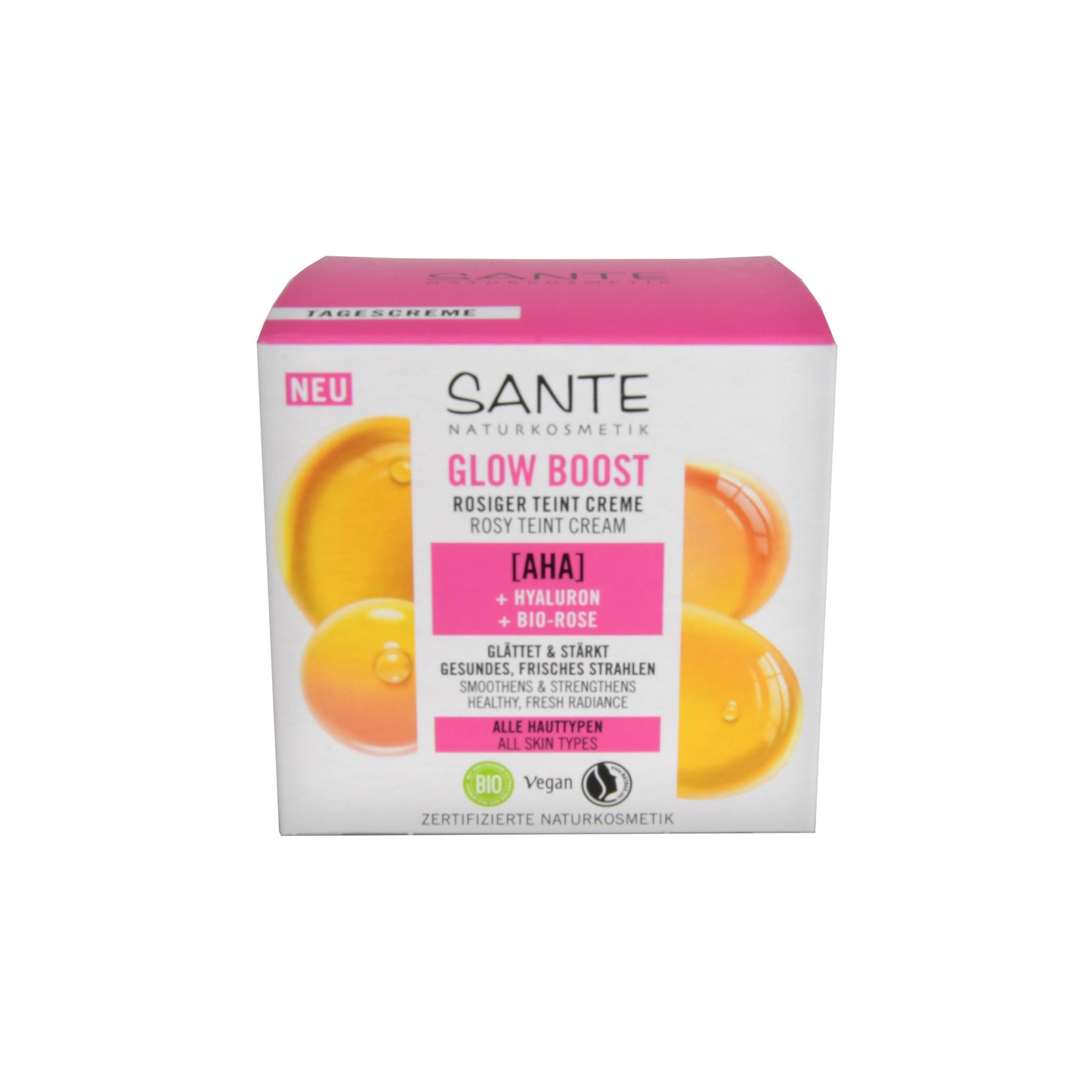 Sante Glow Boost Rosy Teint Cream AHA Rosiger Teint Creme, 50 ml