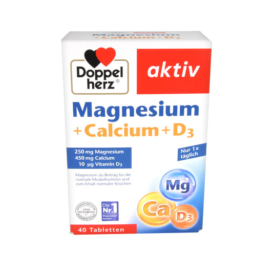 Doppelherz aktiv Magnesium + Calcium + D3 Tabletten, 40 St