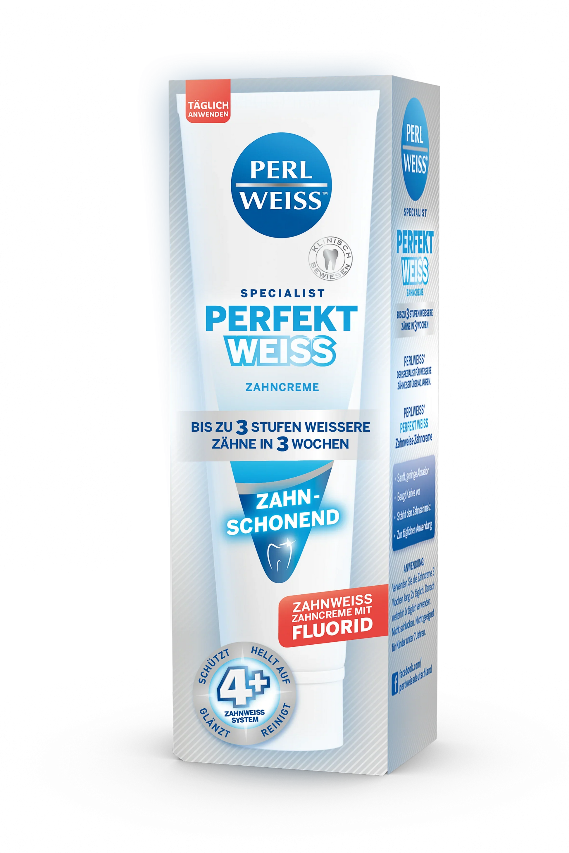 Perlweiss Perfekt Weiss Zahnweiss Zahncreme, 75 ml - BeautysBest