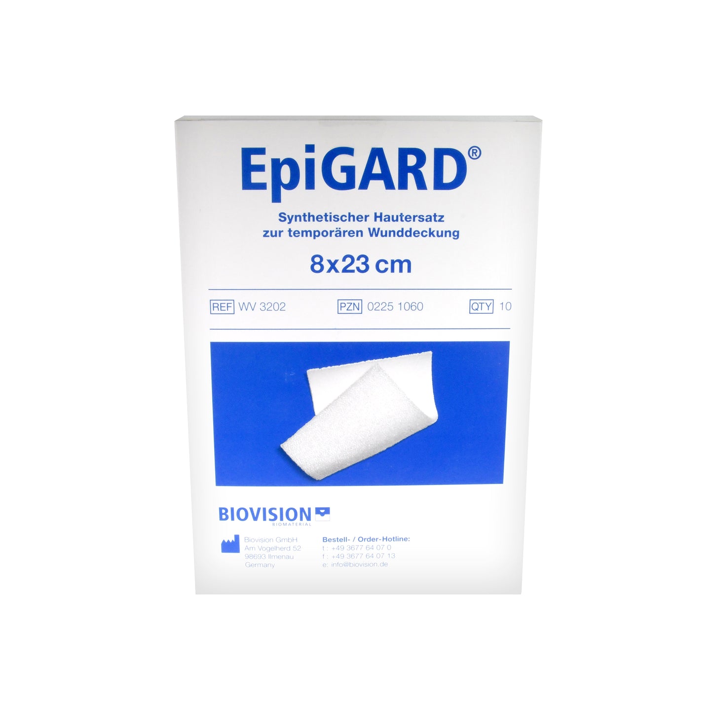 EpiGARD dressing 8 x 23cm synthetic skin substitute, 10 pieces