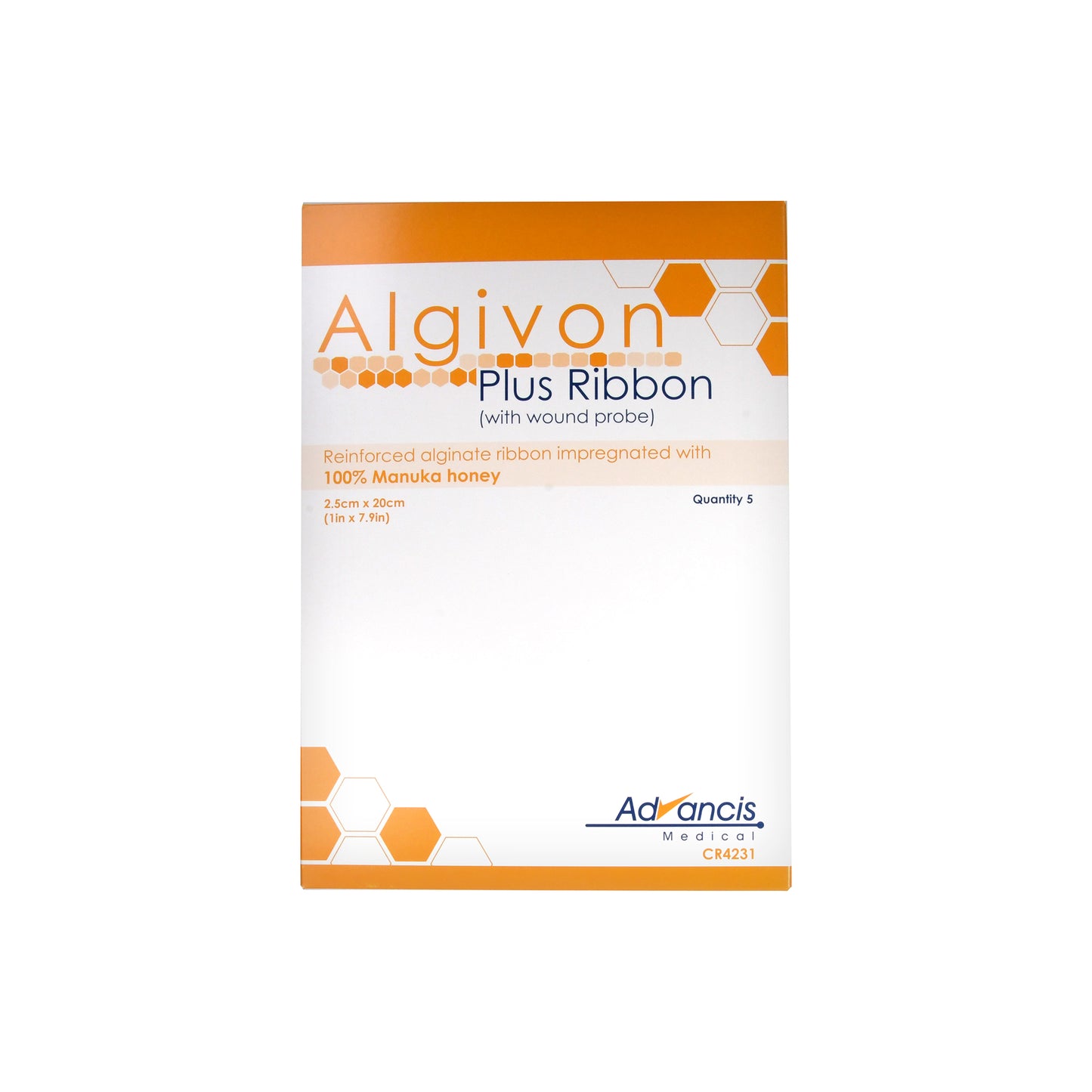 Algivon Plus Ribbon 2.5 x 20cm honey alginate tamponade, 5 pcs