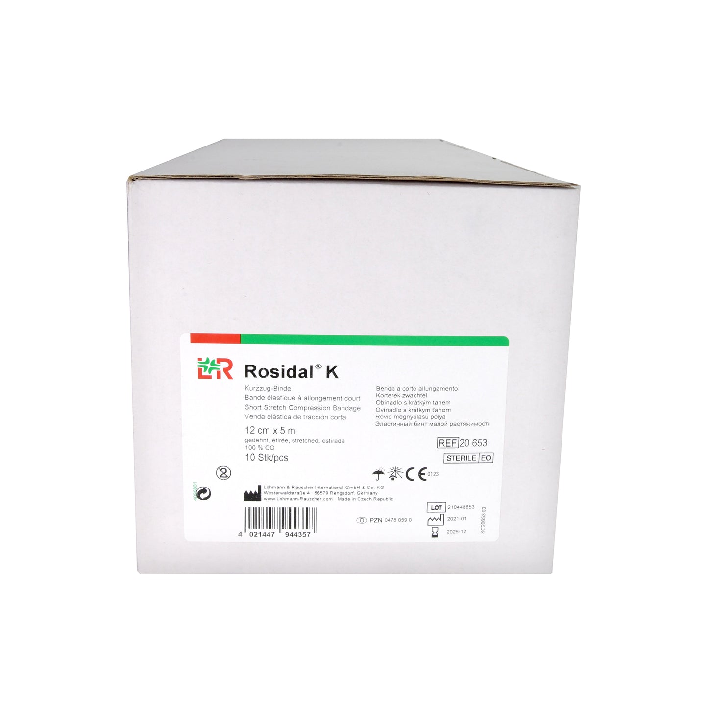 Rosidal K Kurzzug-Binde 12cm x 5m gedehnt, steril, einzelverpackt, 10 St