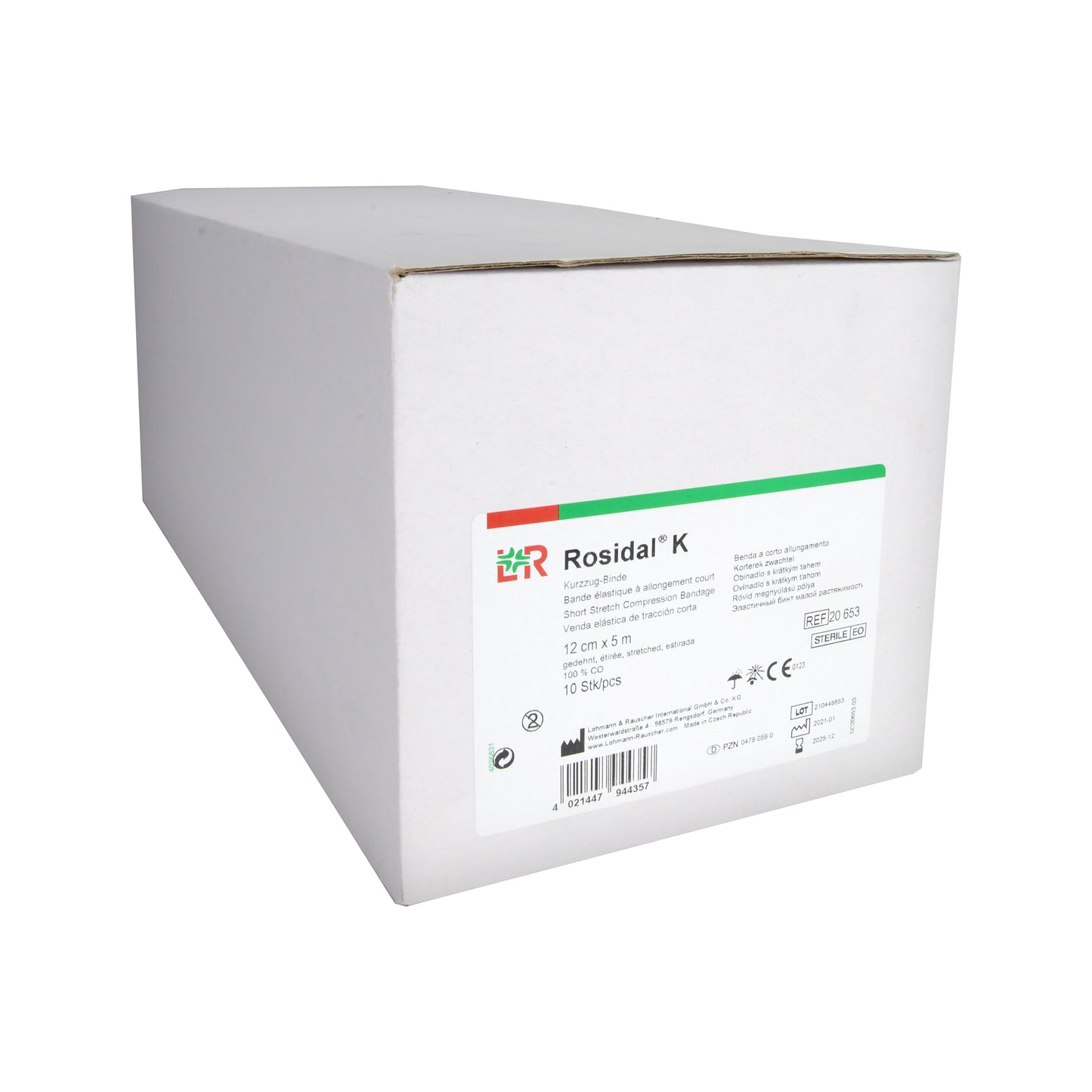 Rosidal K Kurzzug-Binde 12cm x 5m gedehnt, steril, einzelverpackt, 10 St