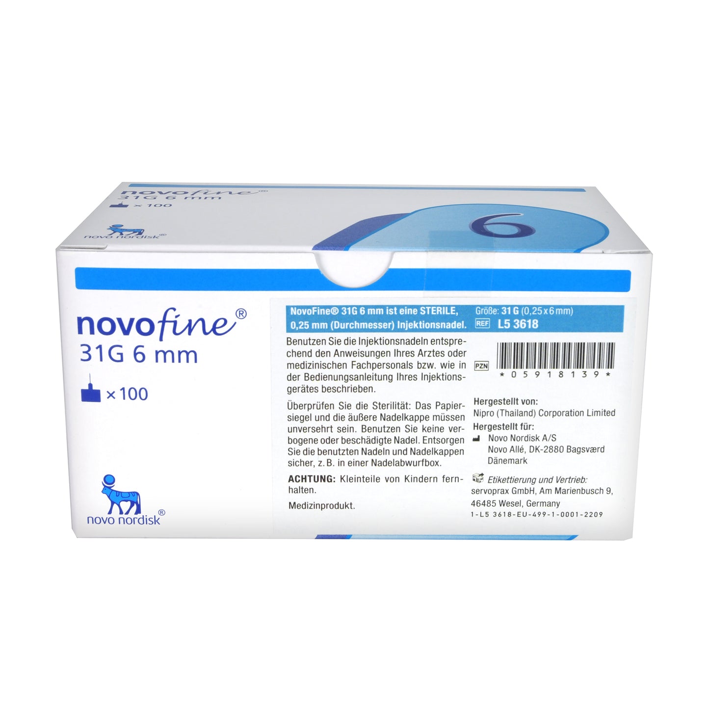 novofine Nadeln 31 G 0,25 x 6mm, 100 St