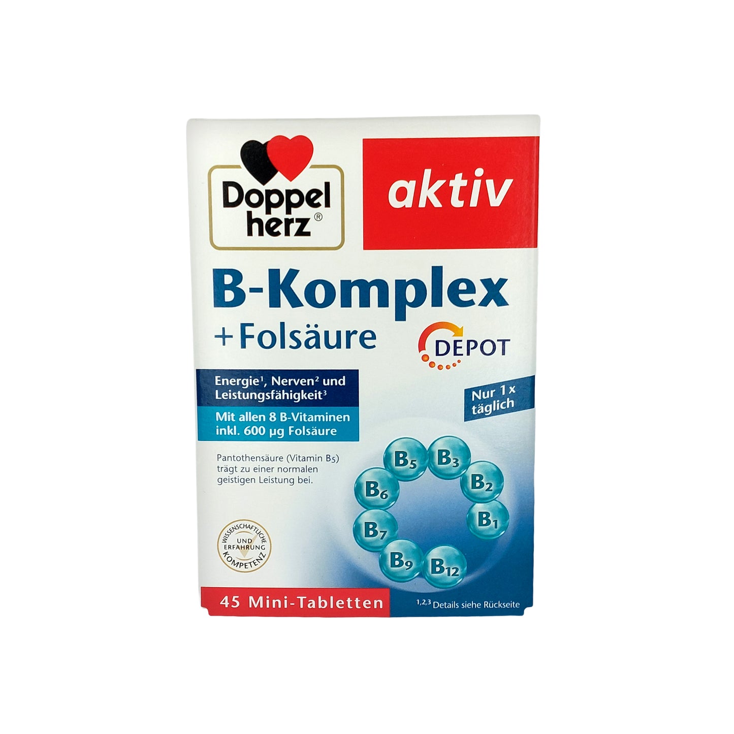 Doppelherz aktiv B-Komplex + Folsäure Depot Tabletten, 45 St