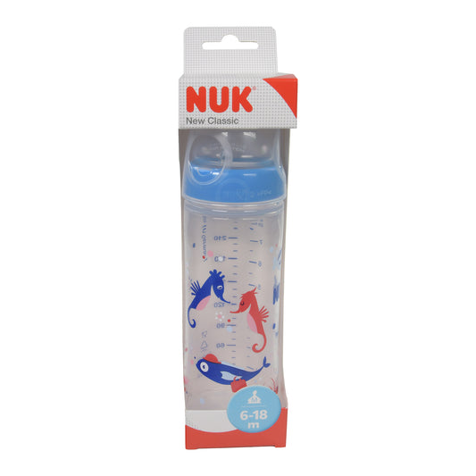 NUK Babyflasche mit First Choice+ Trinksauger Blau, 6-18 Monate, 250ml, 1 St