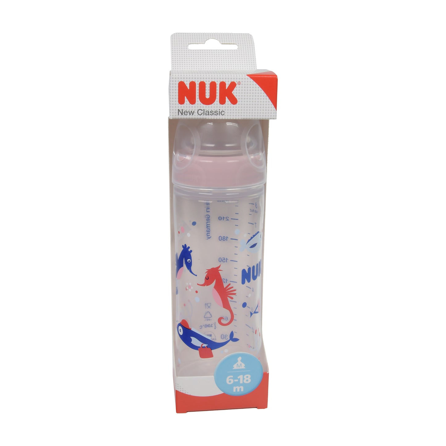 NUK Babyflasche mit First Choice+ Trinksauger Rosa, 6-18 Monate, 250ml, 1 St