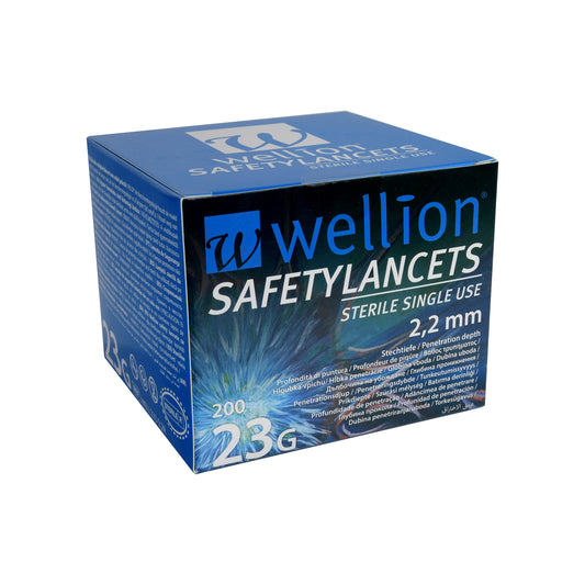 Wellion Safetylancets 2,2mm 23 G Sicherheitseinmallanzetten, 200 St