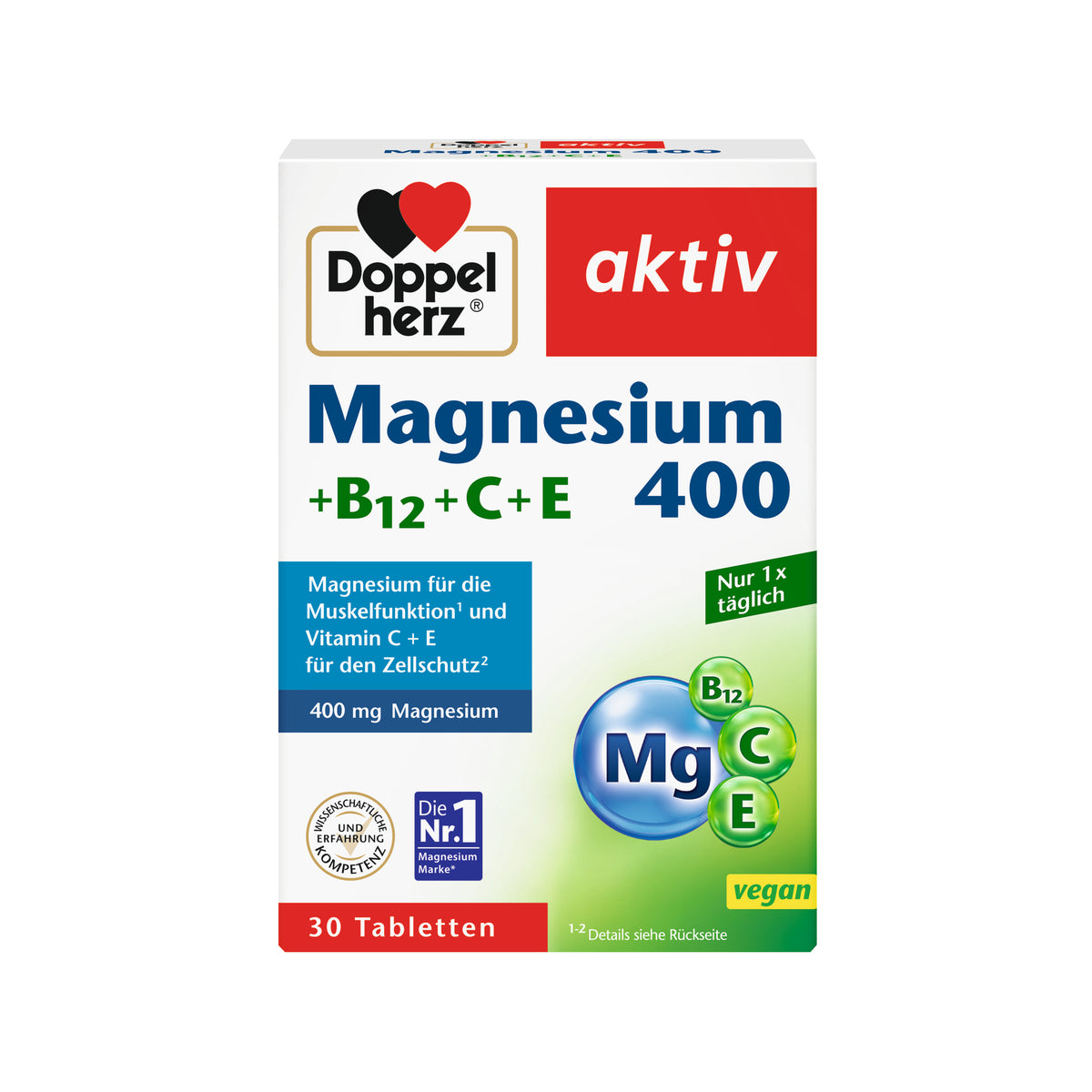 Doppelherz aktiv Magnesium 400 + B12 + C + E Tabletten, 30 St