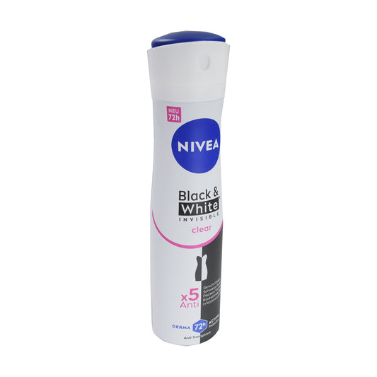 Nivea Deodorant Spray Black &amp; White Invisible Clear, 150 ml
