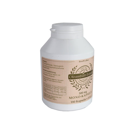 SinoPlaSan Olive Leaf Extract 500mg Mono Capsules, 180 pcs