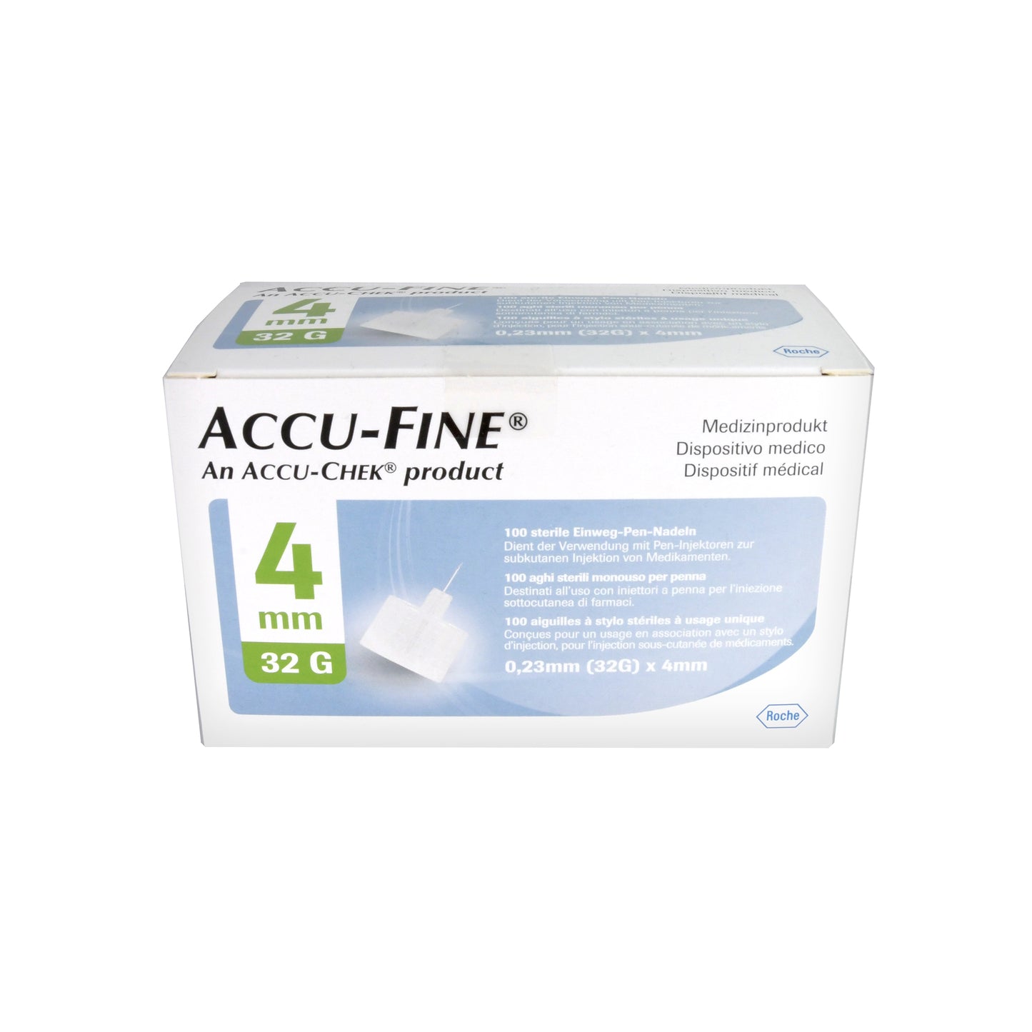 Accu-Fine sterile Nadeln für Insulinpens 4 mm 32 G, 100 St