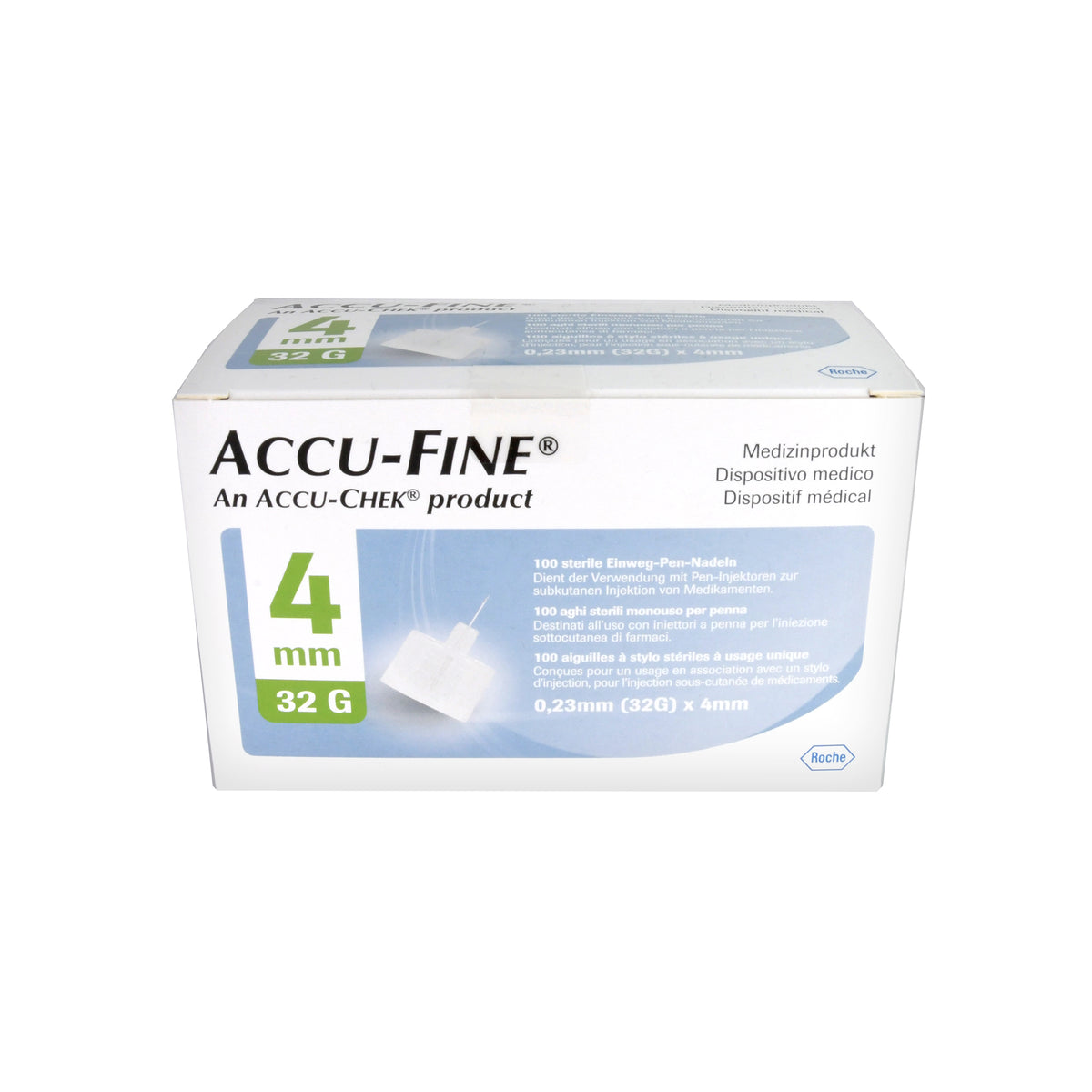 Accu-Fine sterile Nadeln für Insulinpens 4 mm 32 G, 100 St