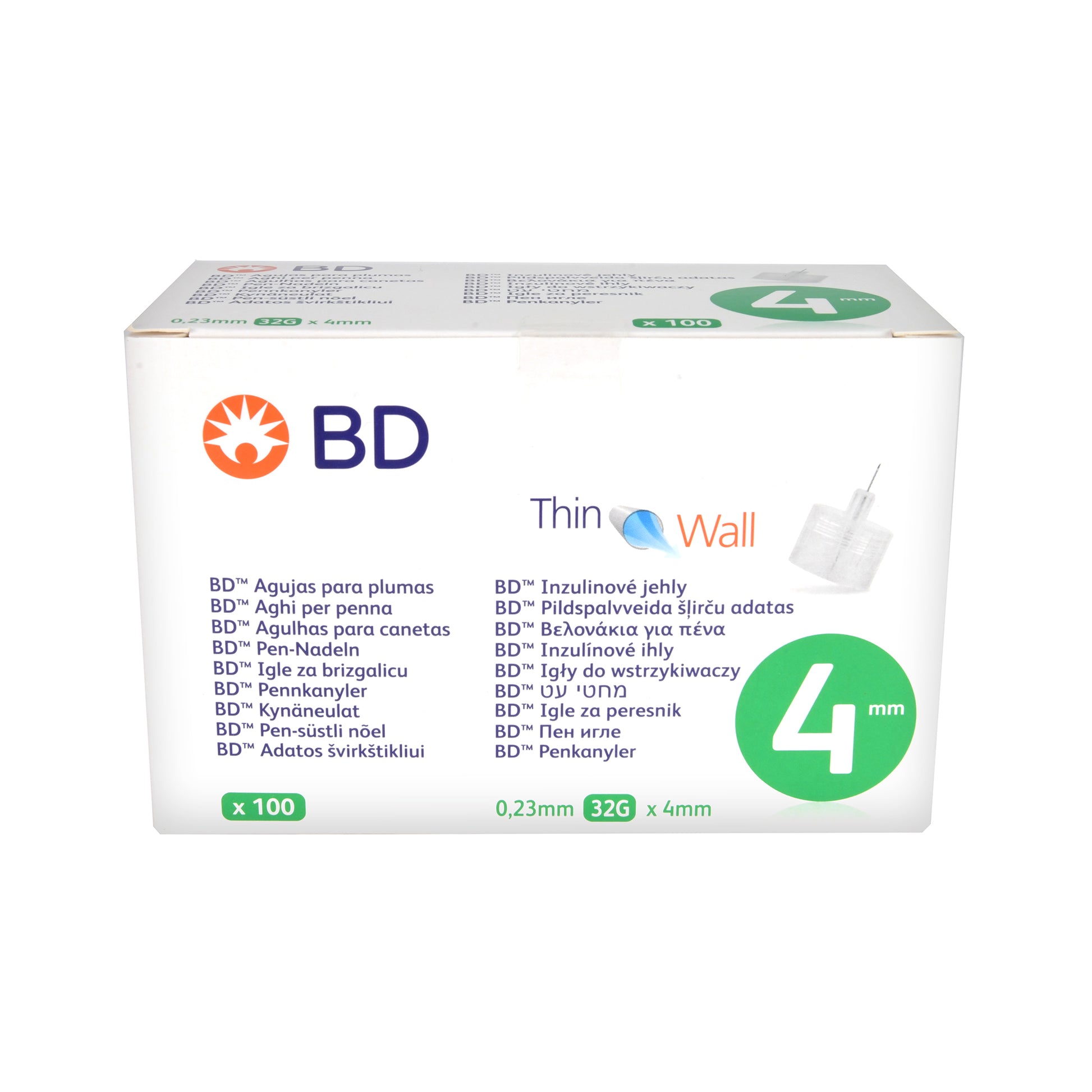 BD Thin Wall Pen-Nadeln 32 G 0,23 x 4mm, 100 St