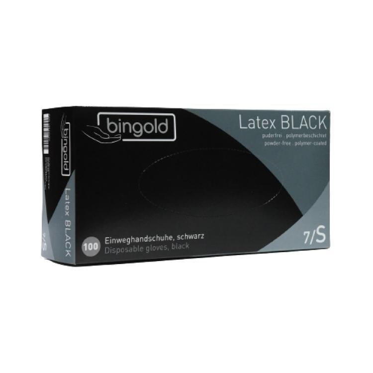 bingold Latex BLACK disposable gloves, size S, 100 pieces
