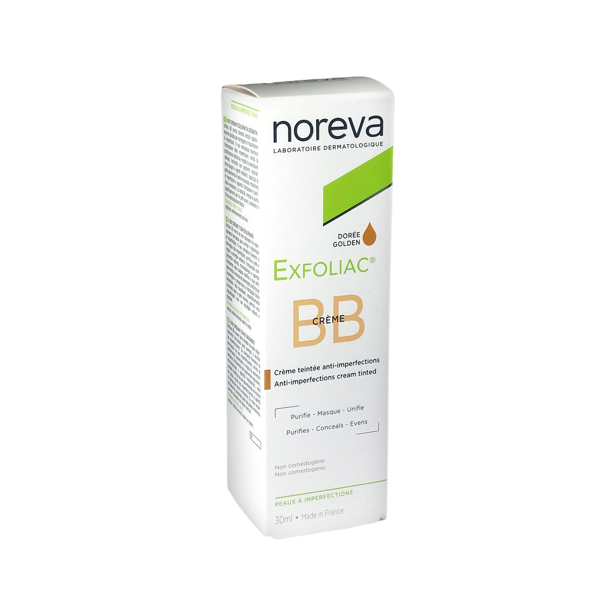 noreva Exfoliac BB Cream Golden Tinted getönte BB-Creme dunkel, 30 ml