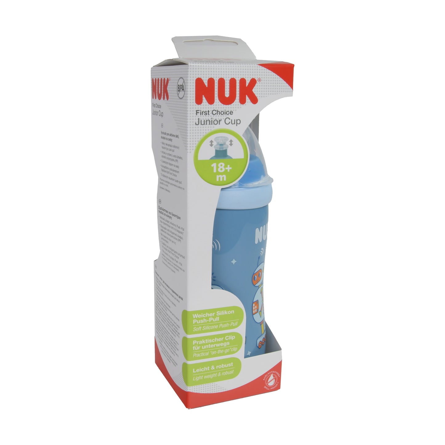 NUK Junior Cup Push-Pull Aufsatz Roboter, 18+ Monate, 300ml, 1 St