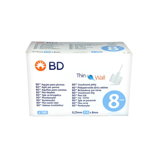 BD Thin Wall Pen-Nadeln 31 G 0,25 x 8mm, 100 St