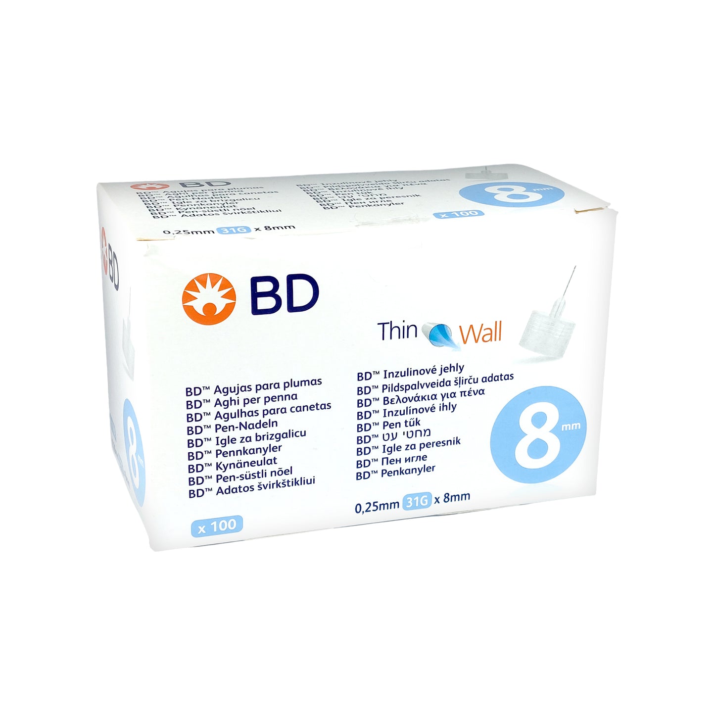 BD Thin Wall Pen-Nadeln 31 G 0,25 x 8mm, 100 St