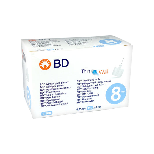 BD Thin Wall Pen-Nadeln 31 G 0,25 x 8mm, 100 St