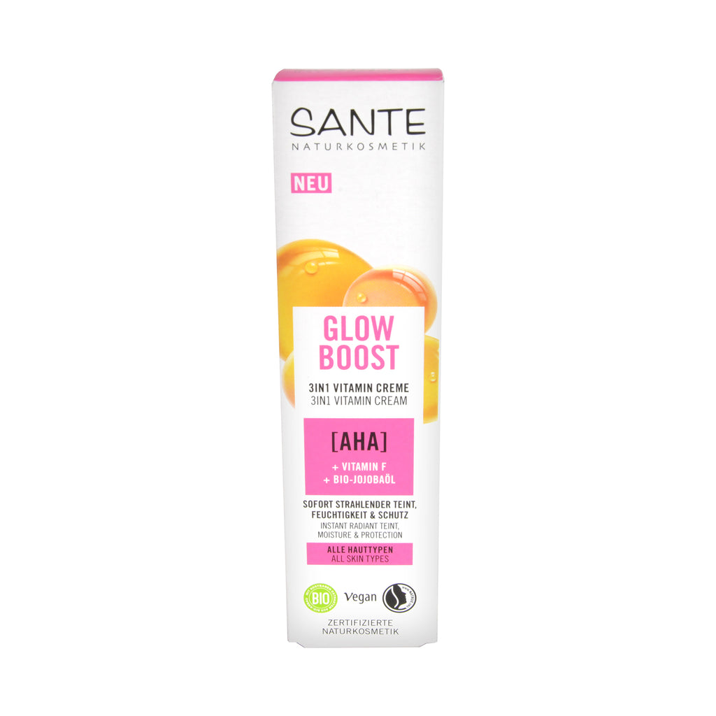 Sante Boost 3in1 Vitamin Creme mit AHA, Vitamin F & Bio-Jojobaöl, 30 ml