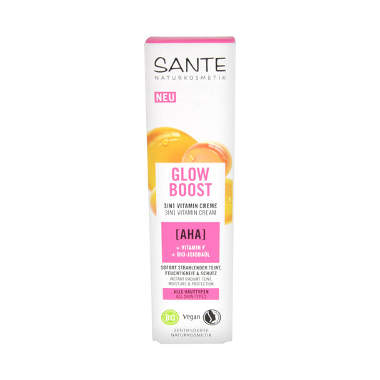 Sante Boost 3in1 Vitamin Creme mit AHA, Vitamin F & Bio-Jojobaöl, 30 ml
