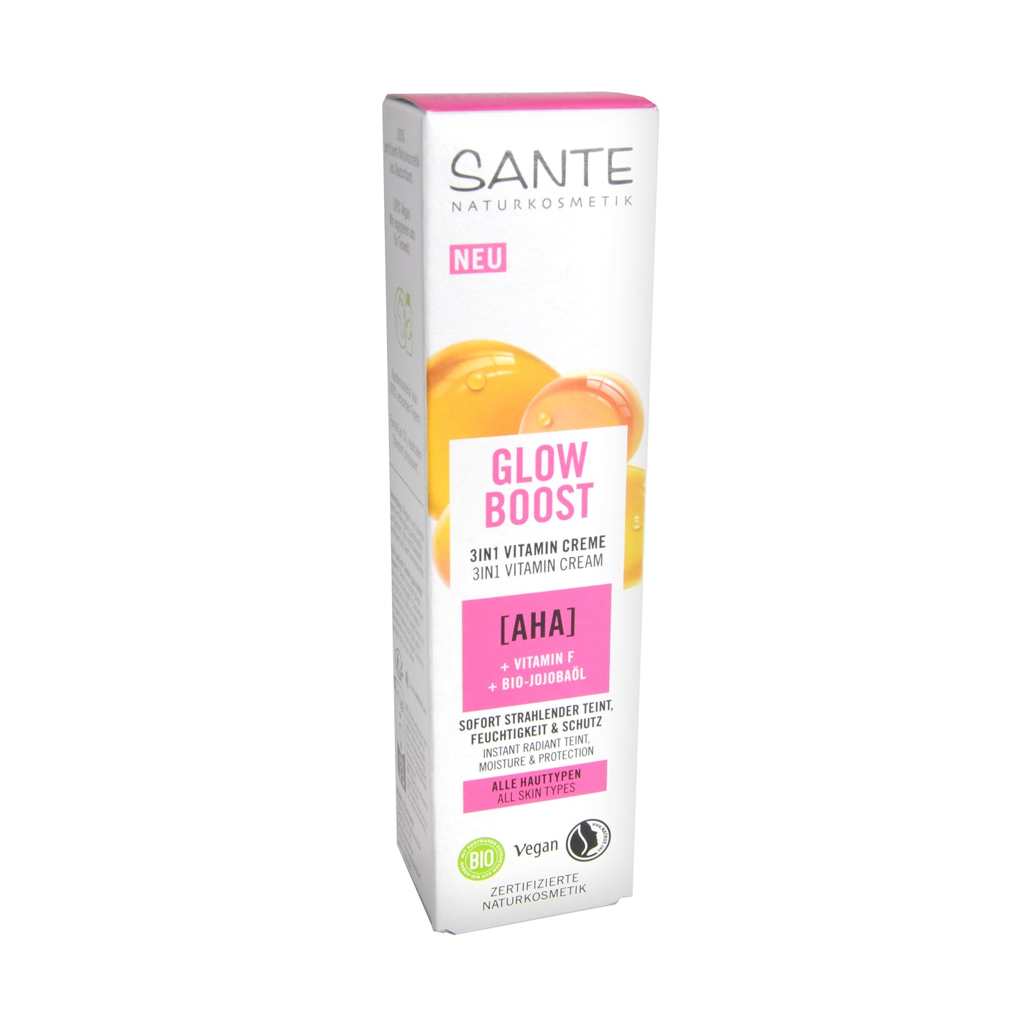 Sante Boost 3in1 Vitamin Creme mit AHA, Vitamin F & Bio-Jojobaöl, 30 ml