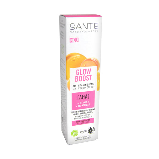 Sante Boost 3in1 Vitamin Creme mit AHA, Vitamin F & Bio-Jojobaöl, 30 ml