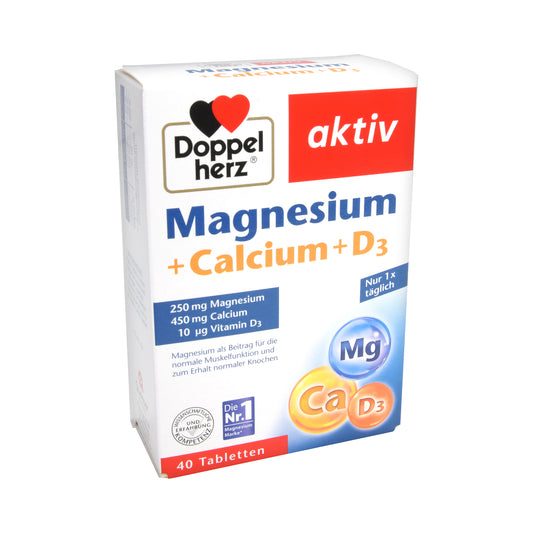 Doppelherz aktiv Magnesium + Calcium + D3 Tabletten, 40 St
