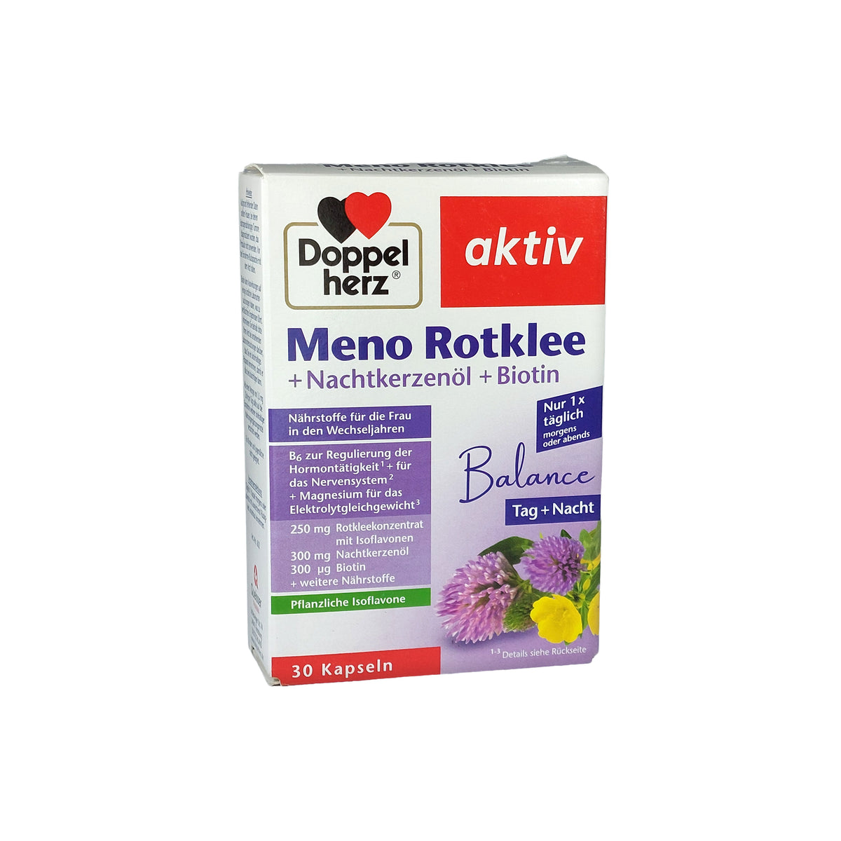 Doppelherz aktiv Meno Rotklee + Nachtkerzenöl + Biotin Kapseln, 30 St
