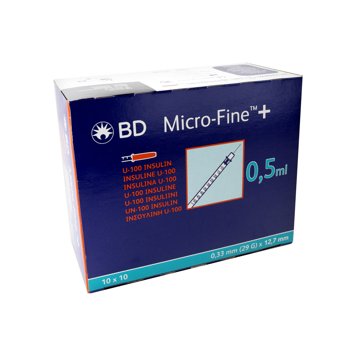 BD Micro-Fine+ Insulinspritze 0,5ml U-100 29 G 0,33 x 12,7 mm, 100 St