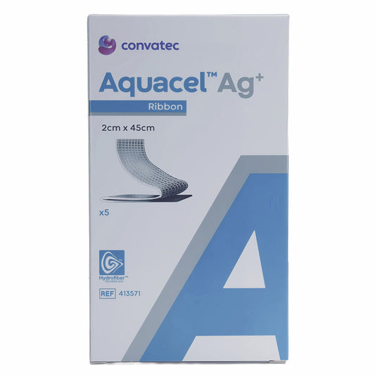 Aquacel Ag+ Ribbon 2cm x 45cm Tamponaden 5 Stück [MHD: 08/2025] (PZN: 10203804)