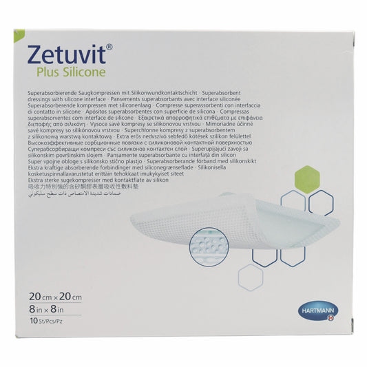 Zetuvit Plus Silicone Kompressen 20x20cm 10 Stk. [MHD: 06/2025] (PZN: 13232002)