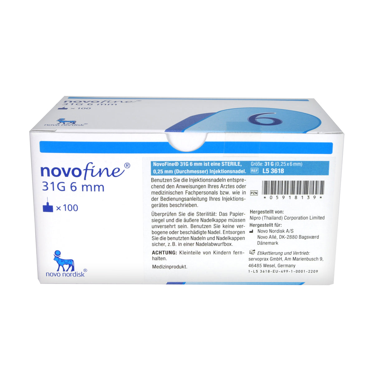 novofine Nadeln 31 G 0,25 x 6mm, 100 St
