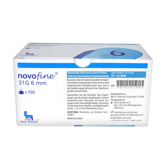 novofine Nadeln 31 G 0,25 x 6mm, 100 St