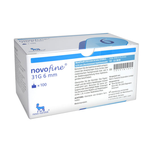 novofine Nadeln 31 G 0,25 x 6mm, 100 St