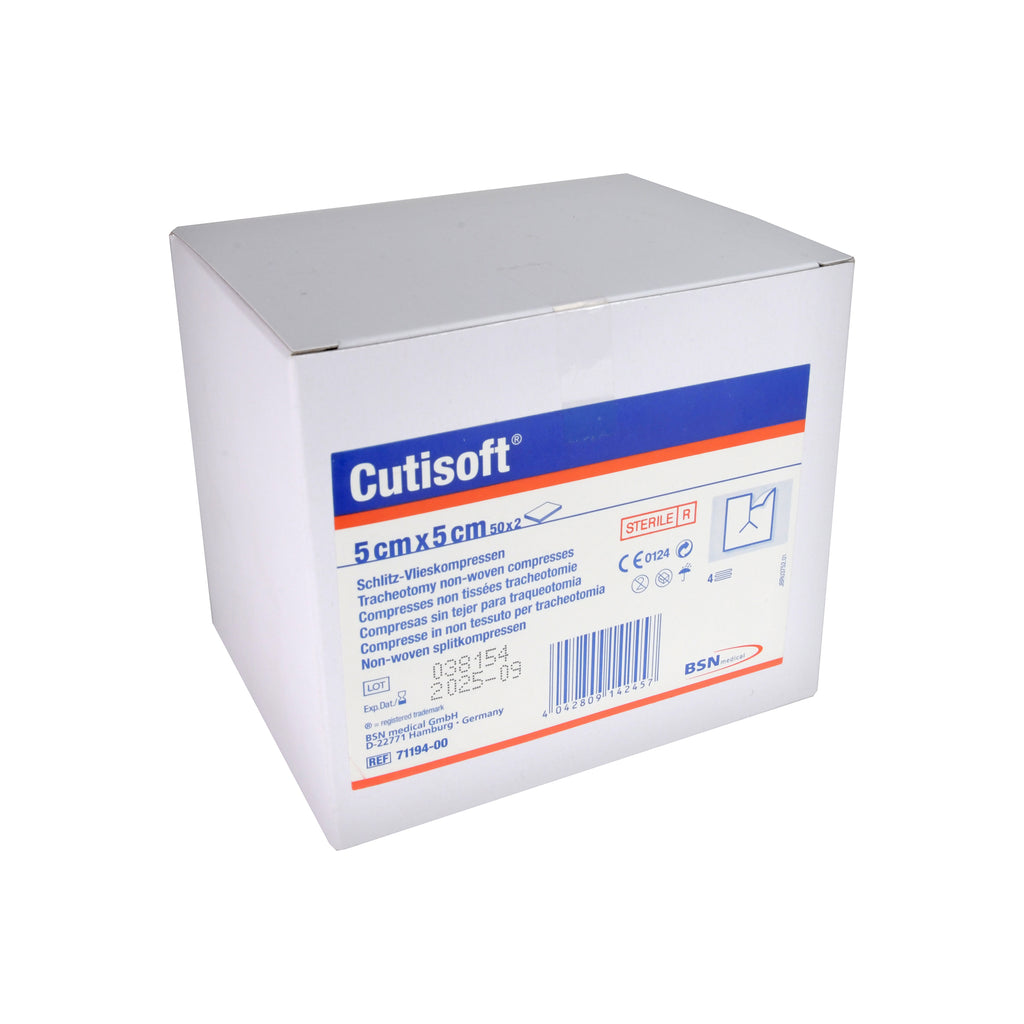 Cutisoft Schlitz-Vlieskompressen 5cm x 5cm, 50x2 St