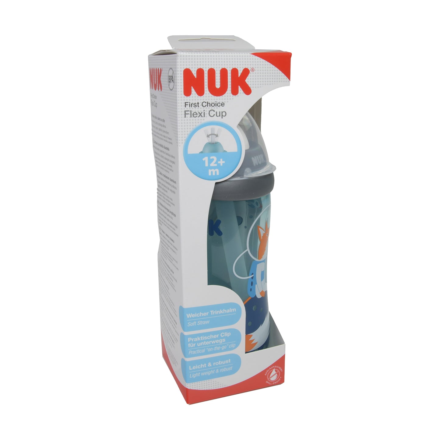 NUK Flexi Cup Soft-Trinkhalm-Becher Fuchs, 12+ Monate, 300ml, 1 St