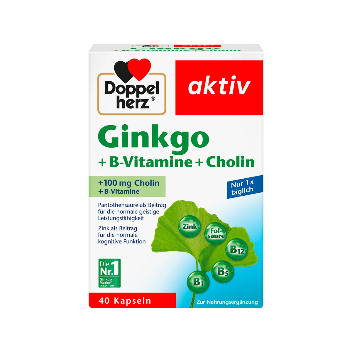 Doppelherz aktiv Ginkgo + B-Vitamine + Cholin Kapseln, 40 St