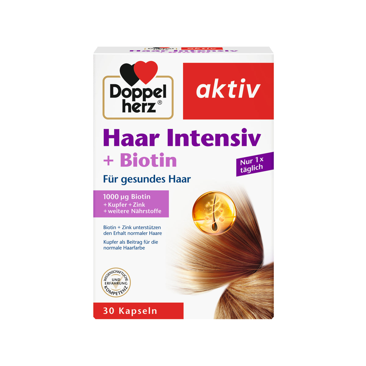 Doppelherz aktiv Haar Intensiv + Biotin Für gesundes Haar Kapseln, 30 St
