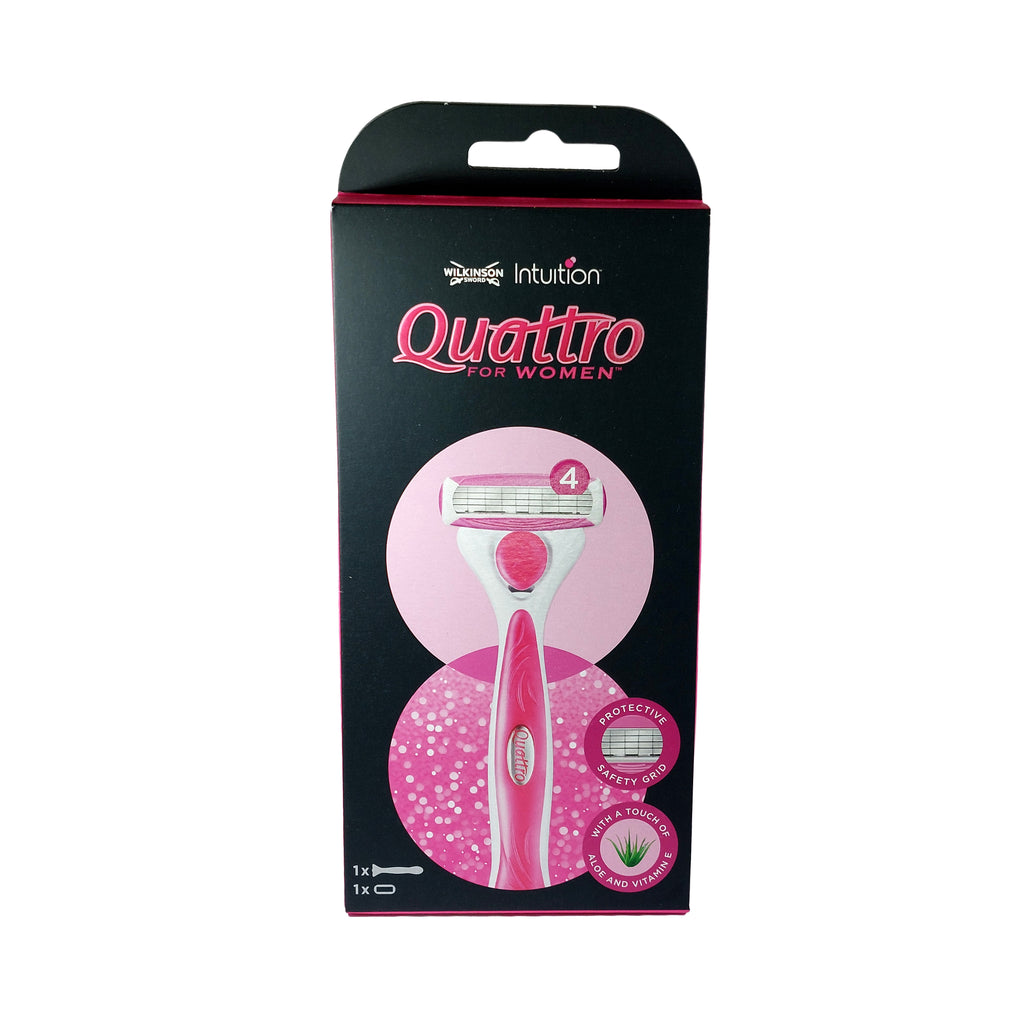 Wilkinson Sword Quattro for Women Rasierer + 1 Ersatzklinge, 1 Set