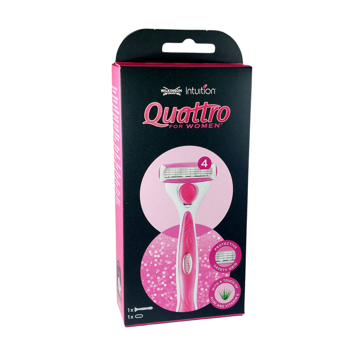 Wilkinson Sword Quattro for Women Rasierer + 1 Ersatzklinge, 1 Set