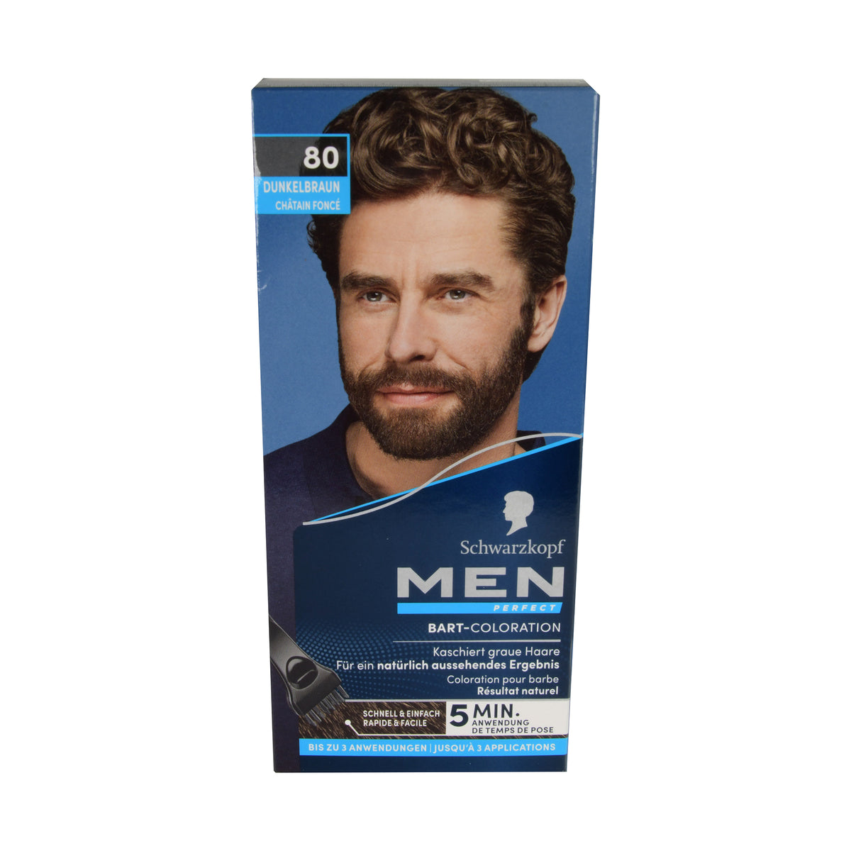 Schwarzkopf Men Perfect Bart-Coloration 80 Natur Schwarz Braun, 30 ml