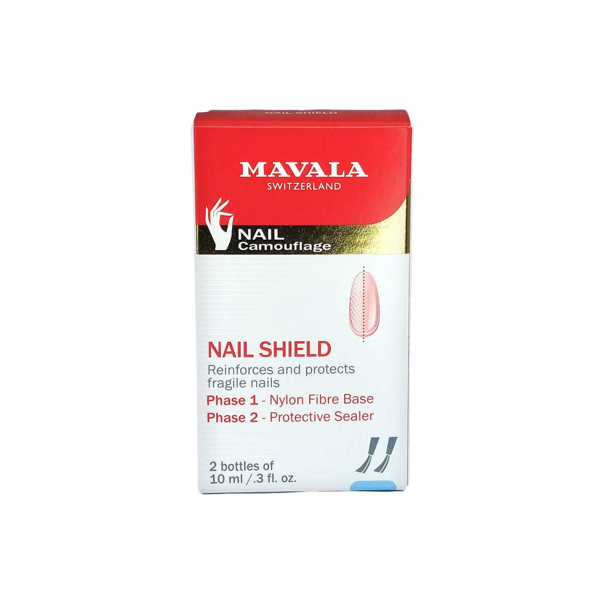 Mavala Nail Shield Nylon Fibre Base & Protective Sealer, 2x10 ml