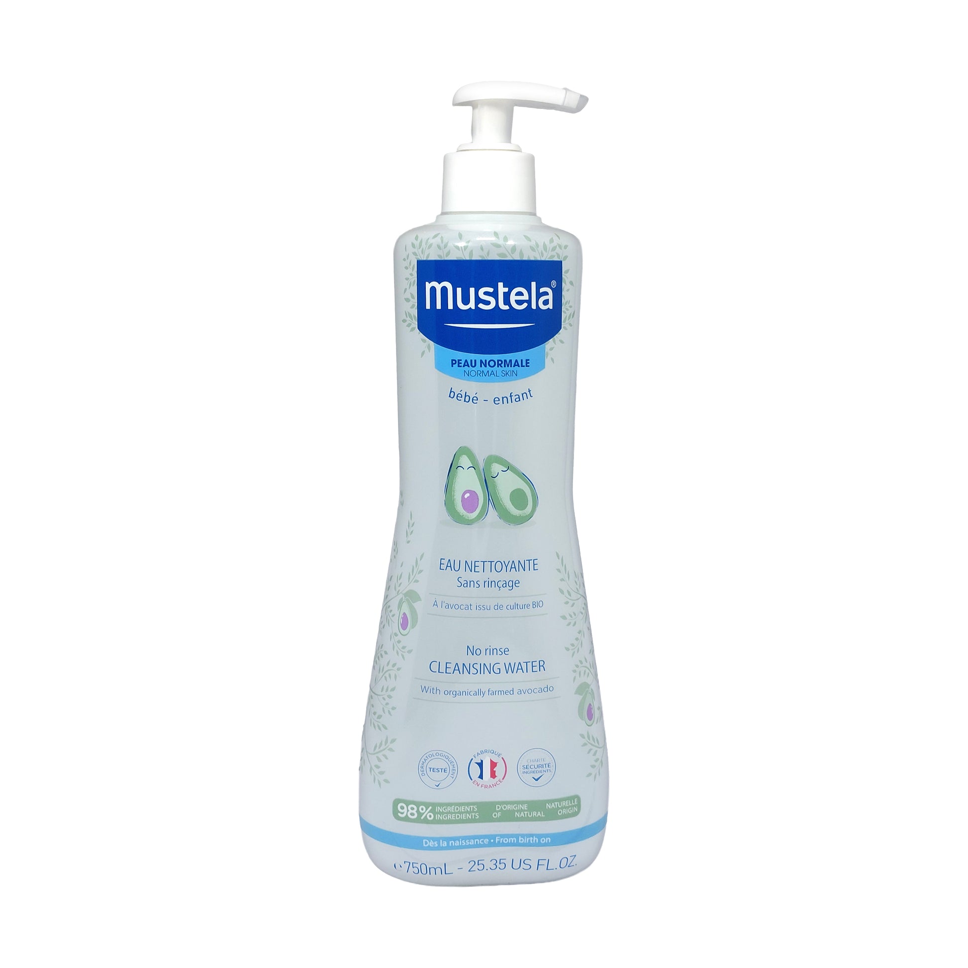 Mustela Baby Reinigungswasser ohne Abspülen mit Avocado XL, 750 ml